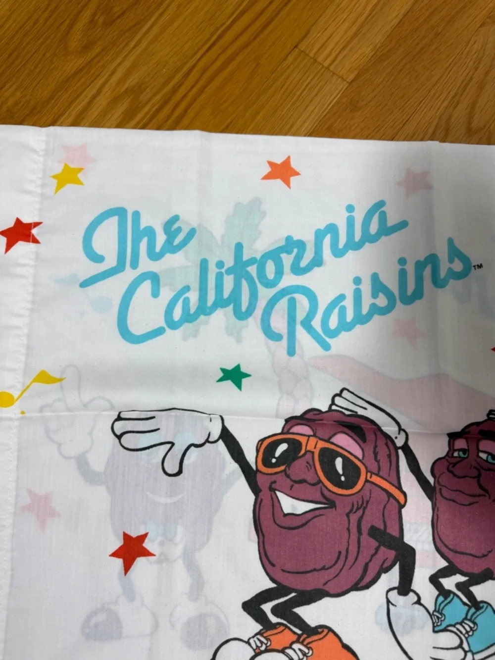 Vintage California Raisins 1988 Twin Sheet Set Flat Fitted Pillowcase